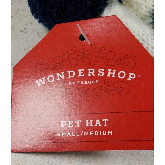 Christmas Dog Hat Blue Pom Pom Adjustable Elastic size Small/Medium - Picture 9 of 10